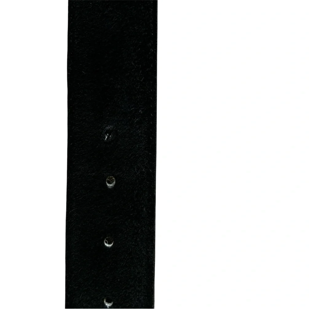 Women’s Black Suede 1 1/2 inch Wide Belt with Gold Hammered Buckle Size M